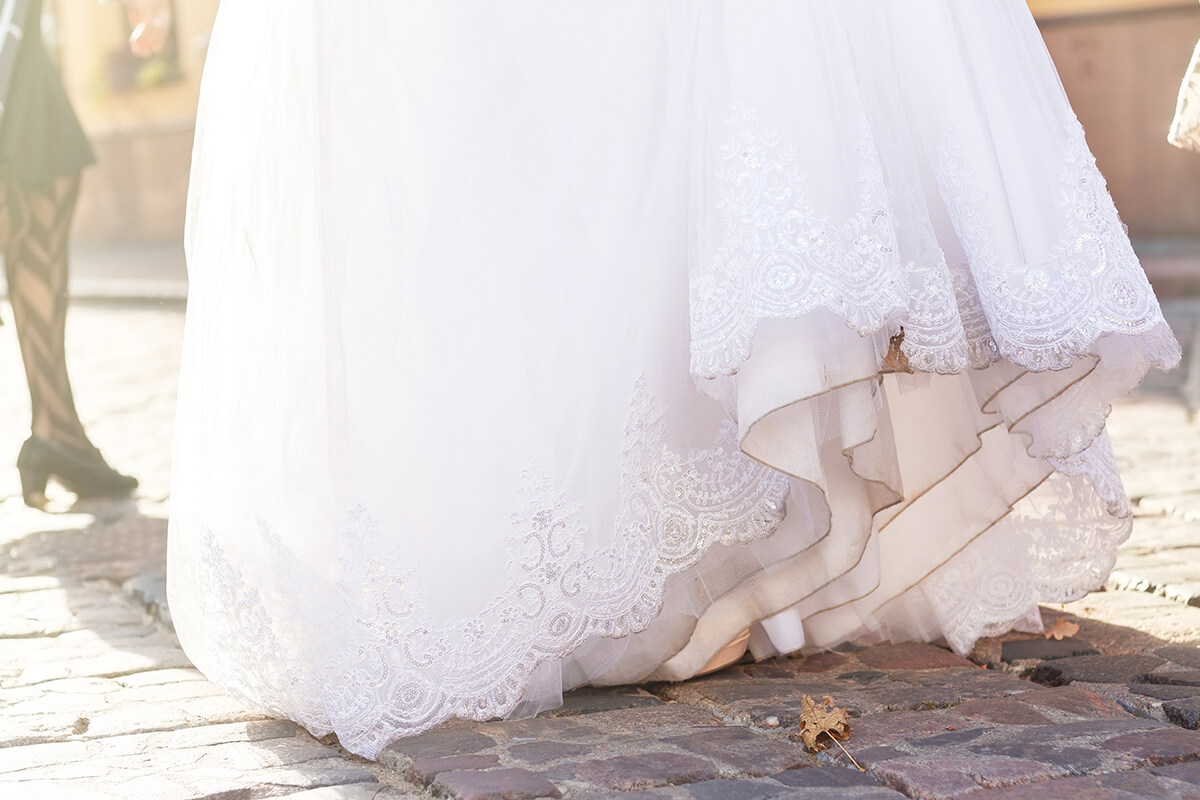 Bottom section of wedding dress